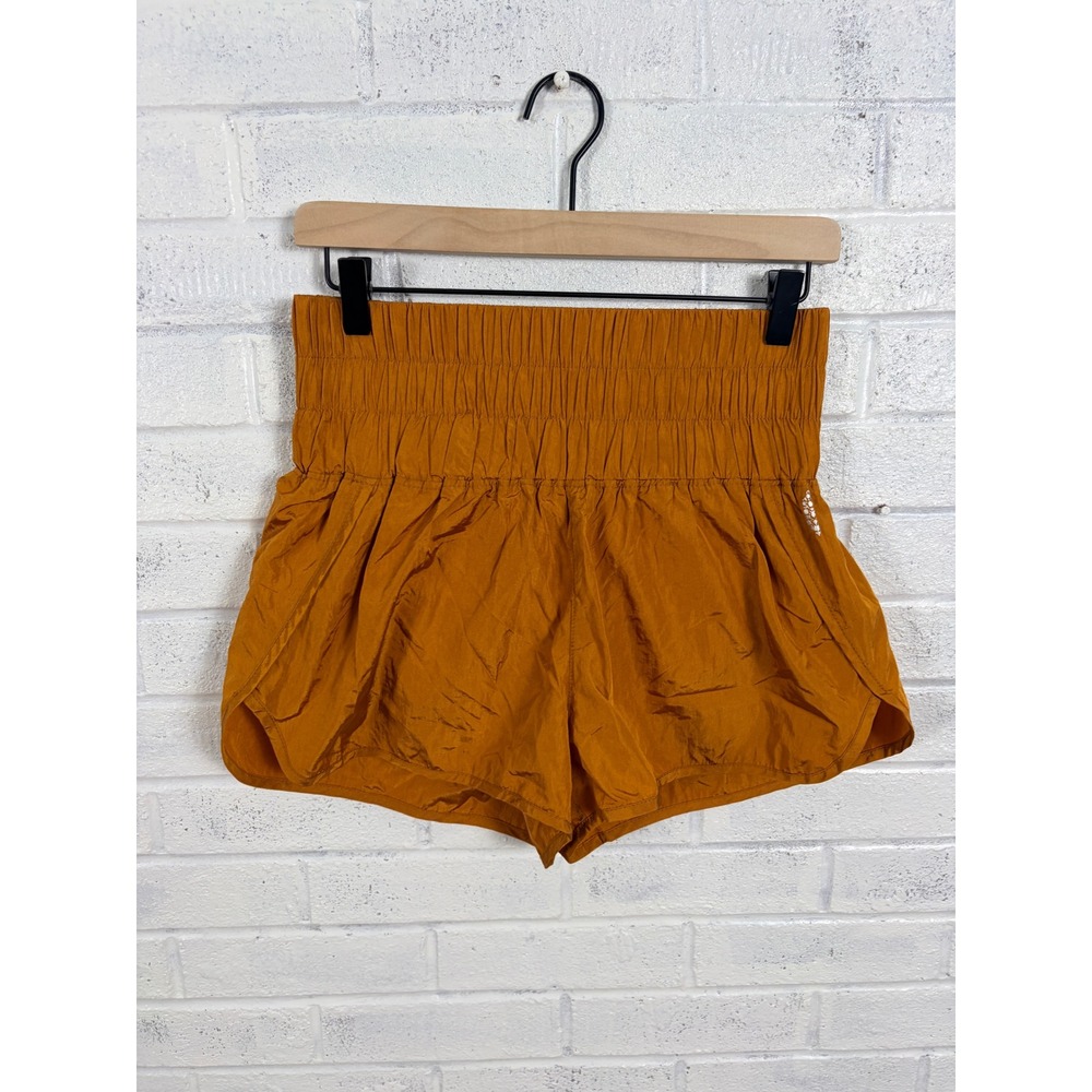 Free People FP Movement The Way Home Shorts Womens Medium Mustard Yellow Smocked